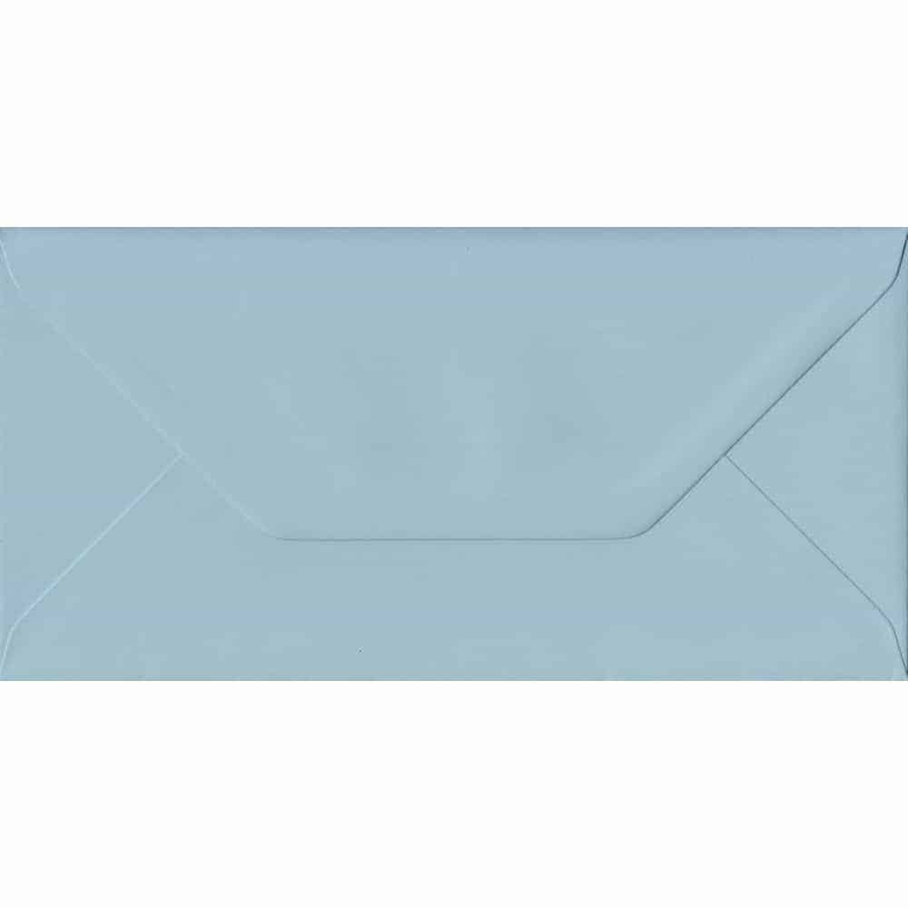 100 DL Blue Envelopes. Baby Blue. 110mm x 220mm. 100gsm paper. Gummed Flap.