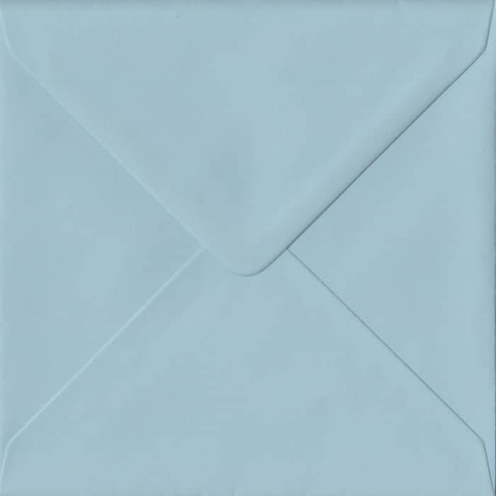100 Square Blue Envelopes. Baby Blue. 155mm x 155mm. 100gsm paper. Gummed Flap.