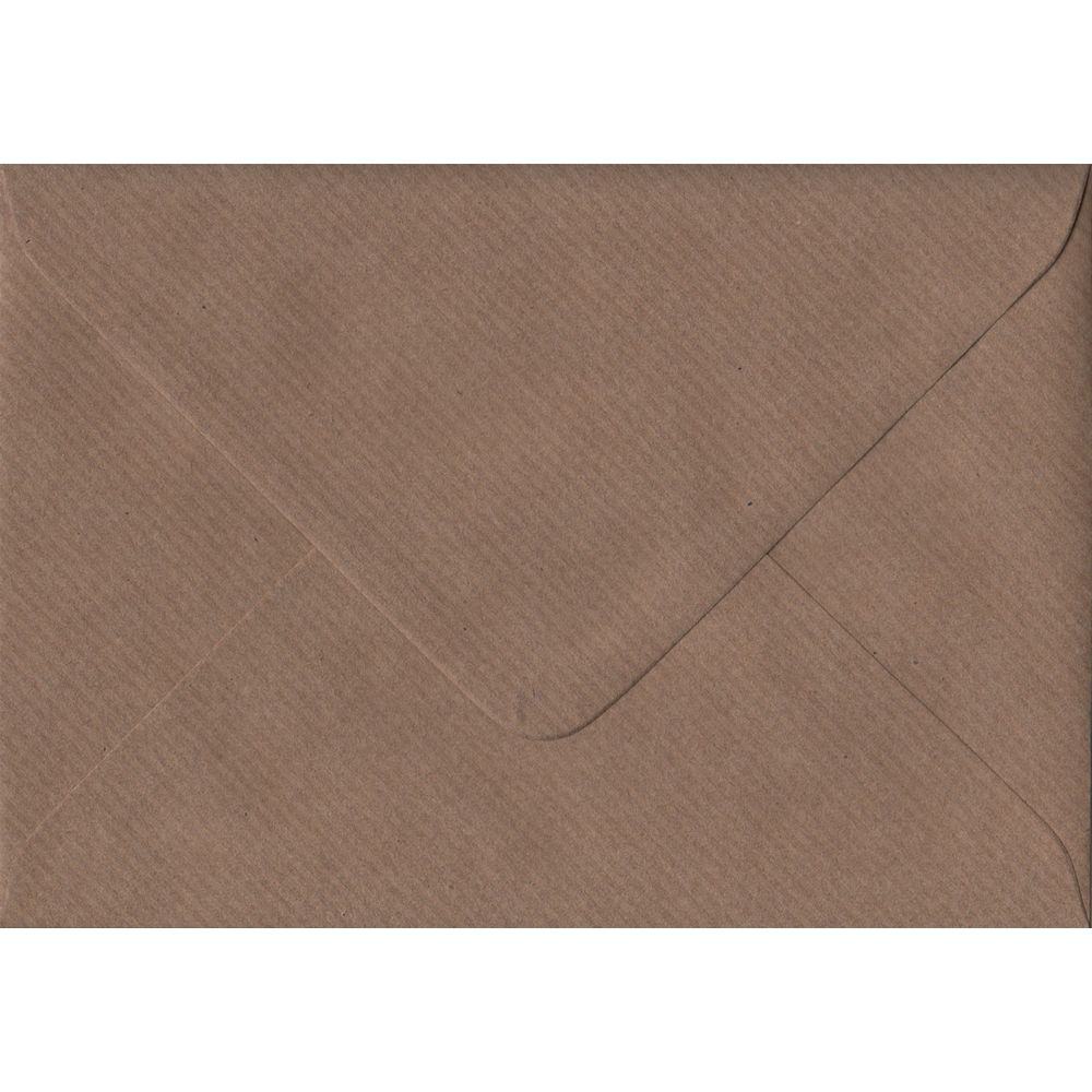 100 A6 Brown Envelopes. Brown Ribbed. 114mm x 162mm. 100gsm paper. Gummed Flap.