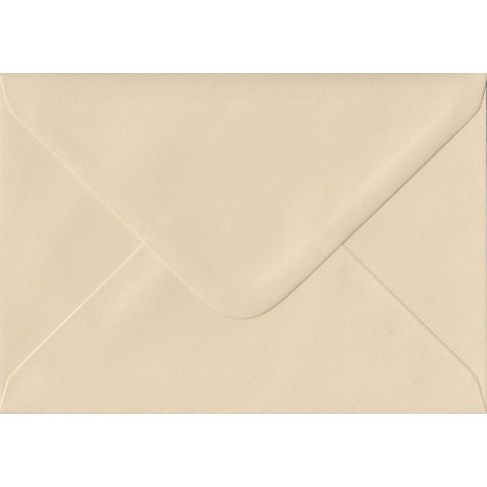 100 A6 Cream Envelopes. Cream. 114mm x 162mm. 100gsm paper. Gummed Flap.