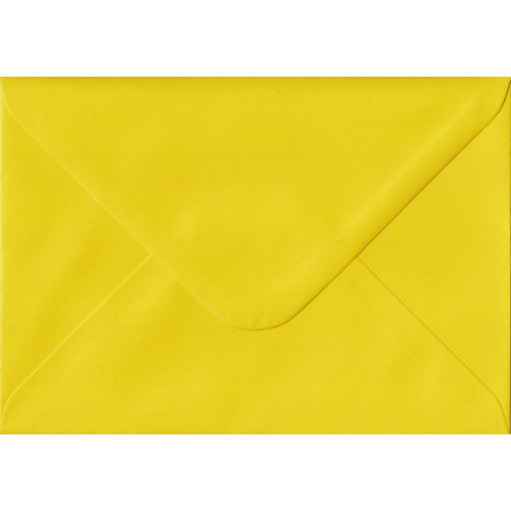100 A6 Yellow Envelopes. Daffodil Yellow. 114mm x 162mm. 100gsm paper. Gummed Flap.