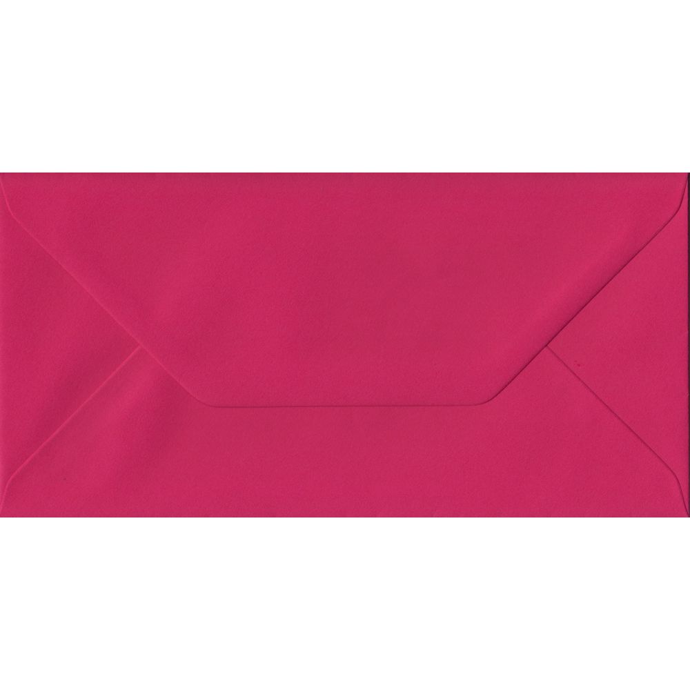 100 DL Pink Envelopes. Fuchsia Pink. 110mm x 220mm. 100gsm paper. Gummed Flap.