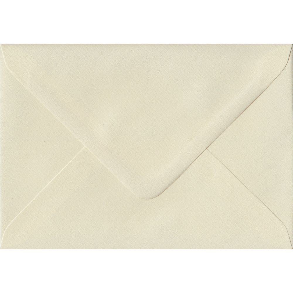 100 A6 Cream Envelopes. Ivory Laid. 114mm x 162mm. 100gsm paper. Gummed Flap.