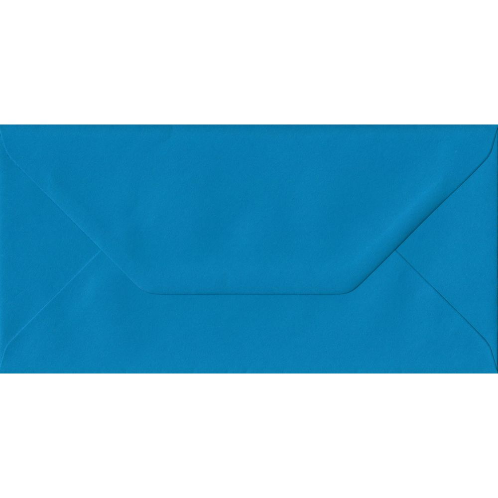100 DL Blue Envelopes. Kingfisher Blue. 110mm x 220mm. 100gsm paper. Gummed Flap.
