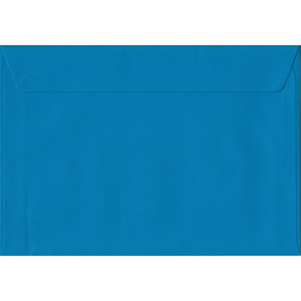 100 A5 Blue Envelopes. Kingfisher Blue. 162mm x 229mm. 100gsm paper. Peel/Seal Flap.