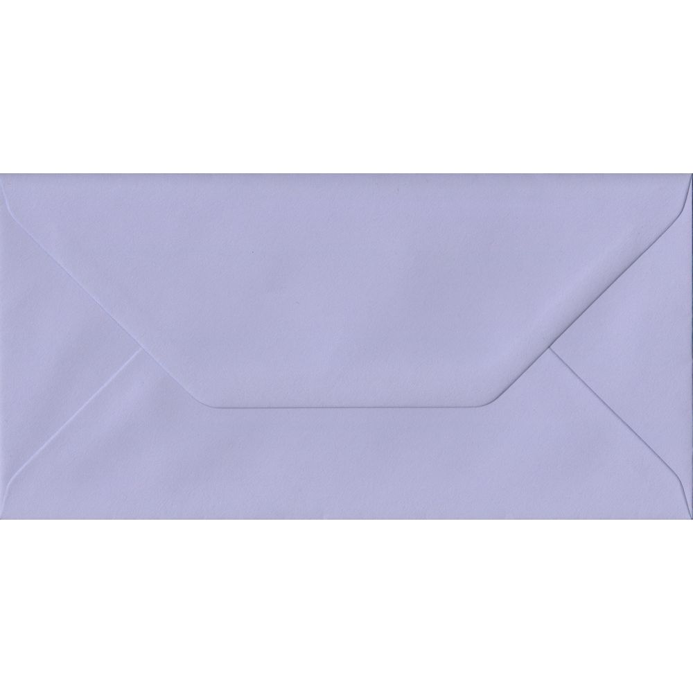 100 DL Lilac Envelopes. Lilac. 110mm x 220mm. 100gsm paper. Gummed Flap.
