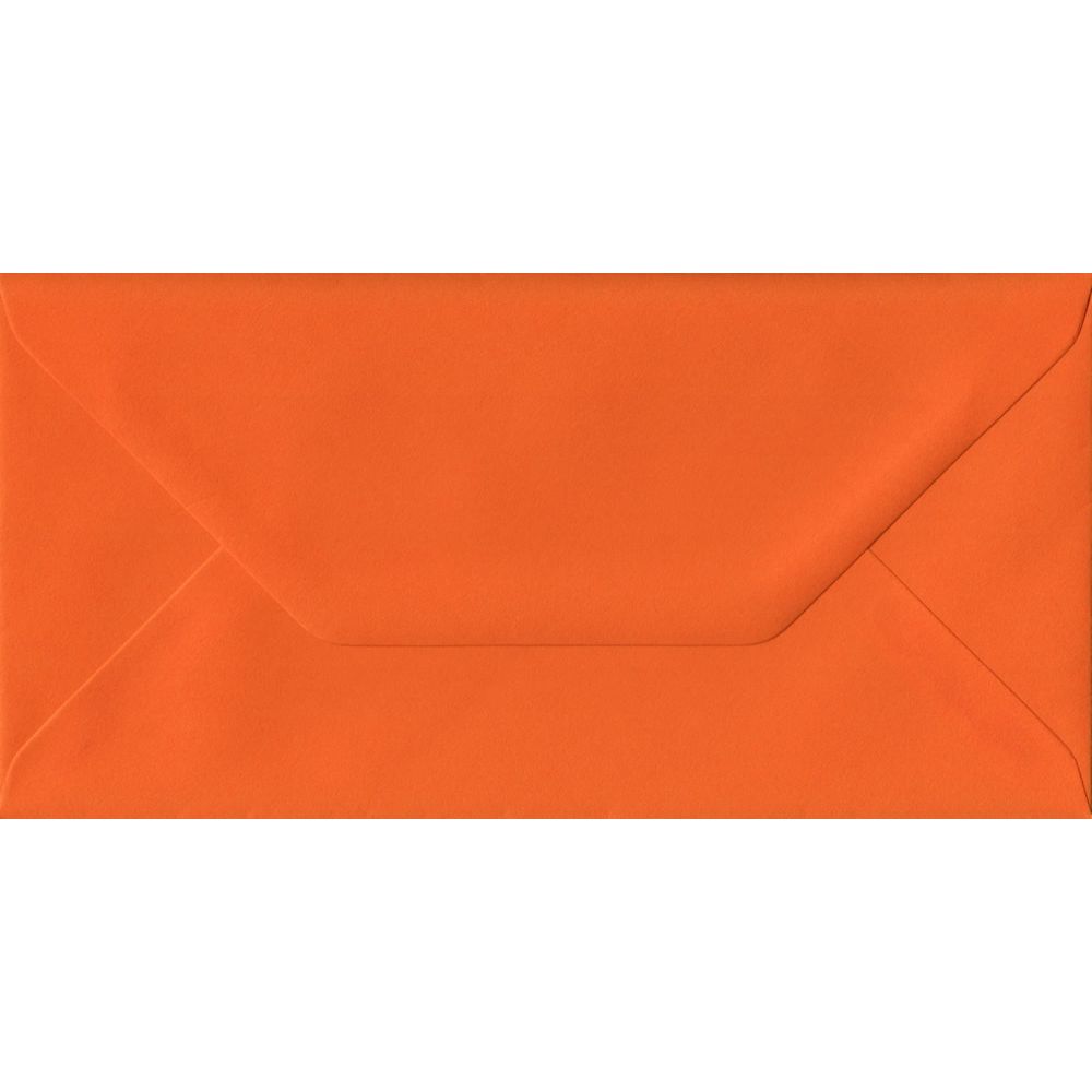 100 DL Orange Envelopes. Orange. 110mm x 220mm. 100gsm paper. Gummed Flap.