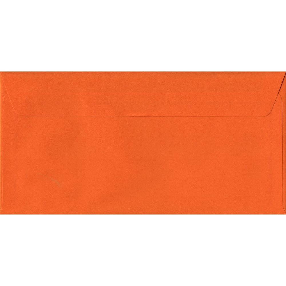 100 DL Orange Envelopes. Orange. 110mm x 220mm. 100gsm paper. Peel/Seal Flap.