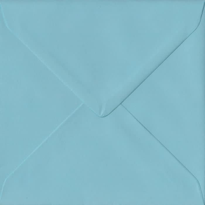 100 Square Blue Envelopes. Blue. 155mm x 155mm. 100gsm paper. Gummed Flap.