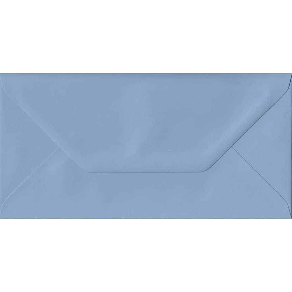 100 DL Blue Envelopes. Wedgwood Blue. 110mm x 220mm. 100gsm paper. Gummed Flap.