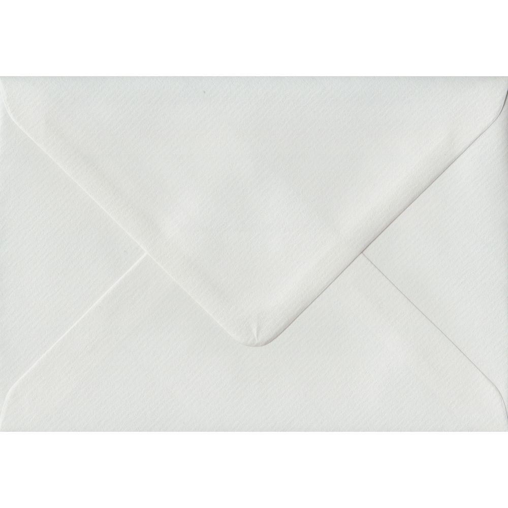100 A6 White Envelopes. White Laid. 114mm x 162mm. 100gsm paper. Gummed Flap.
