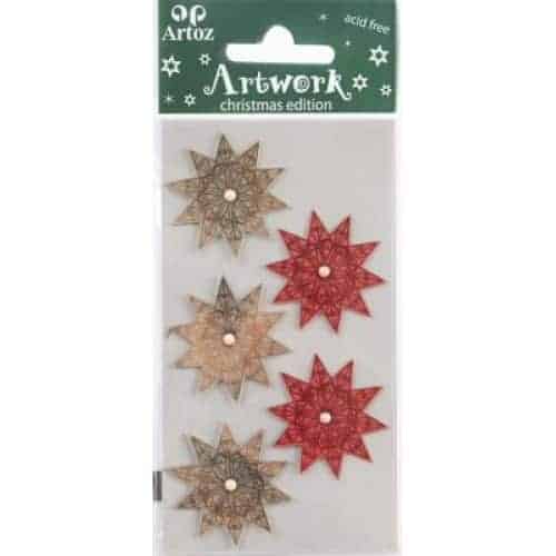 Red And Silver Star Craft Embellishment By Artoz