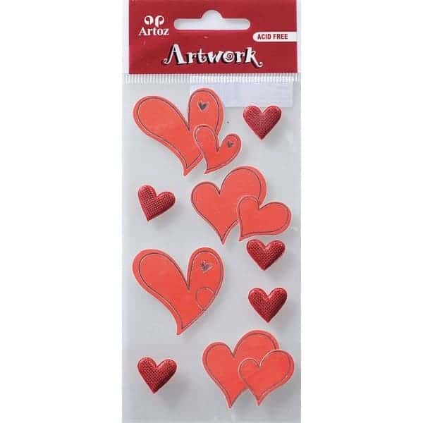 Hearts With Glitter Craft Embellishment By Artoz