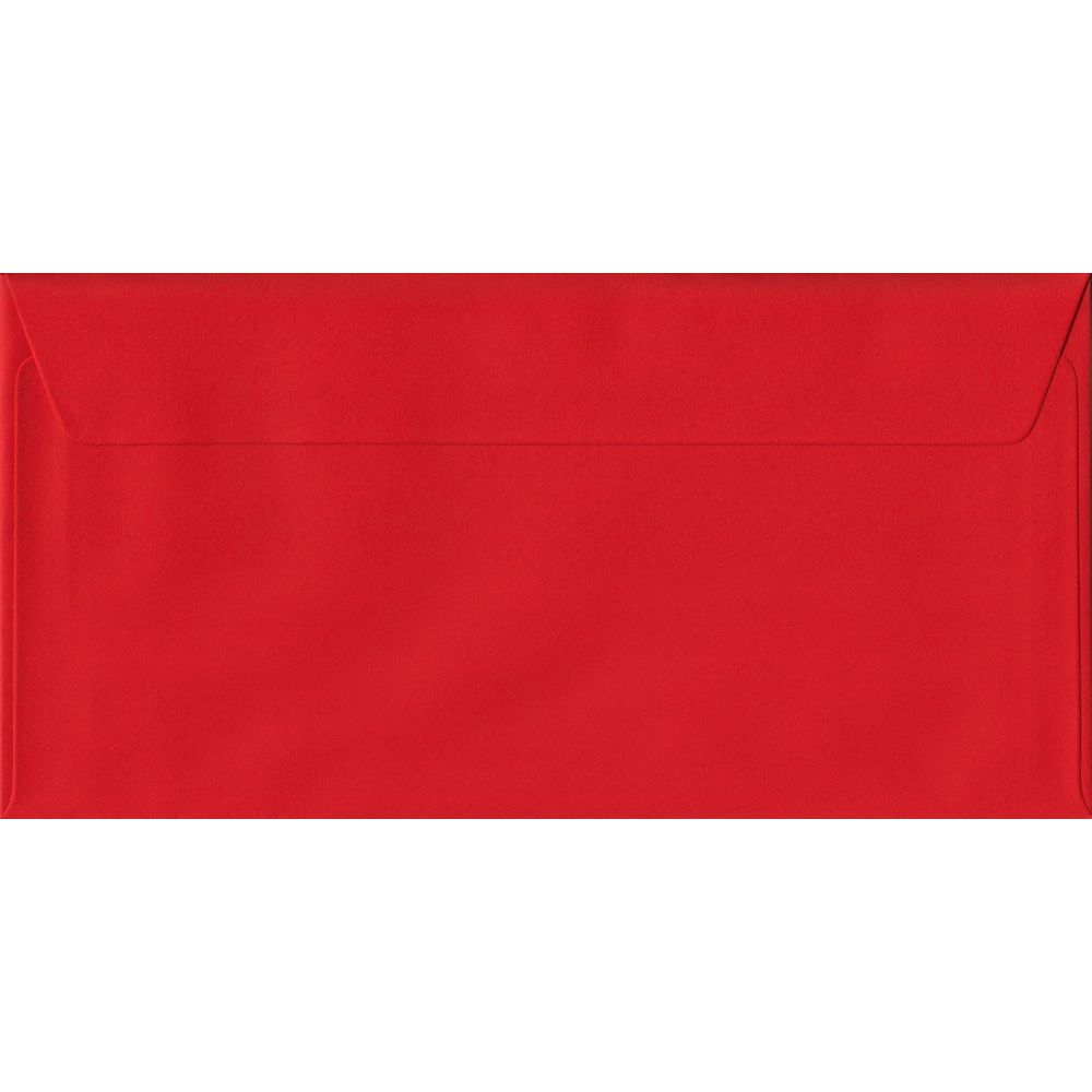 Poppy Red Plain Peel And Seal DL 110mm x 220mm Individual Coloured Envelope