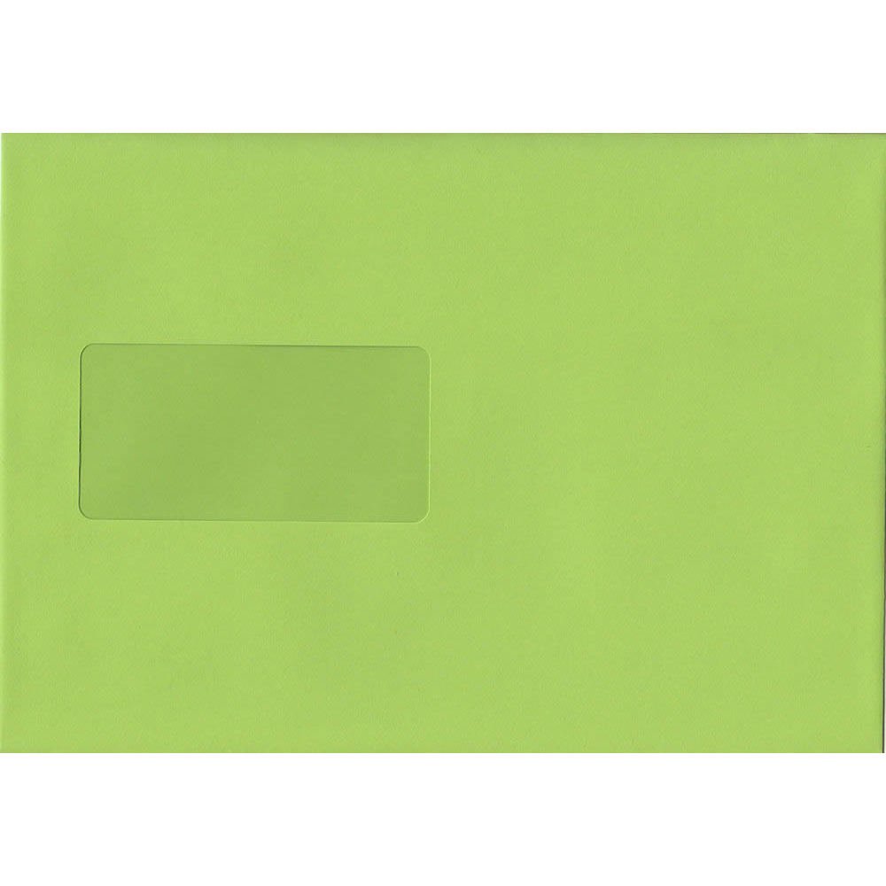 Lime Green Windowed 162mm x 229mm 120gsm Peel/Seal C5/A5/Half A4 Sized Envelope