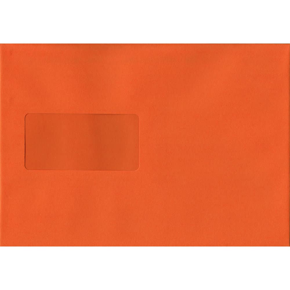 Orange Windowed 162mm x 229mm 120gsm Peel/Seal C5/A5/Half A4 Sized Envelope