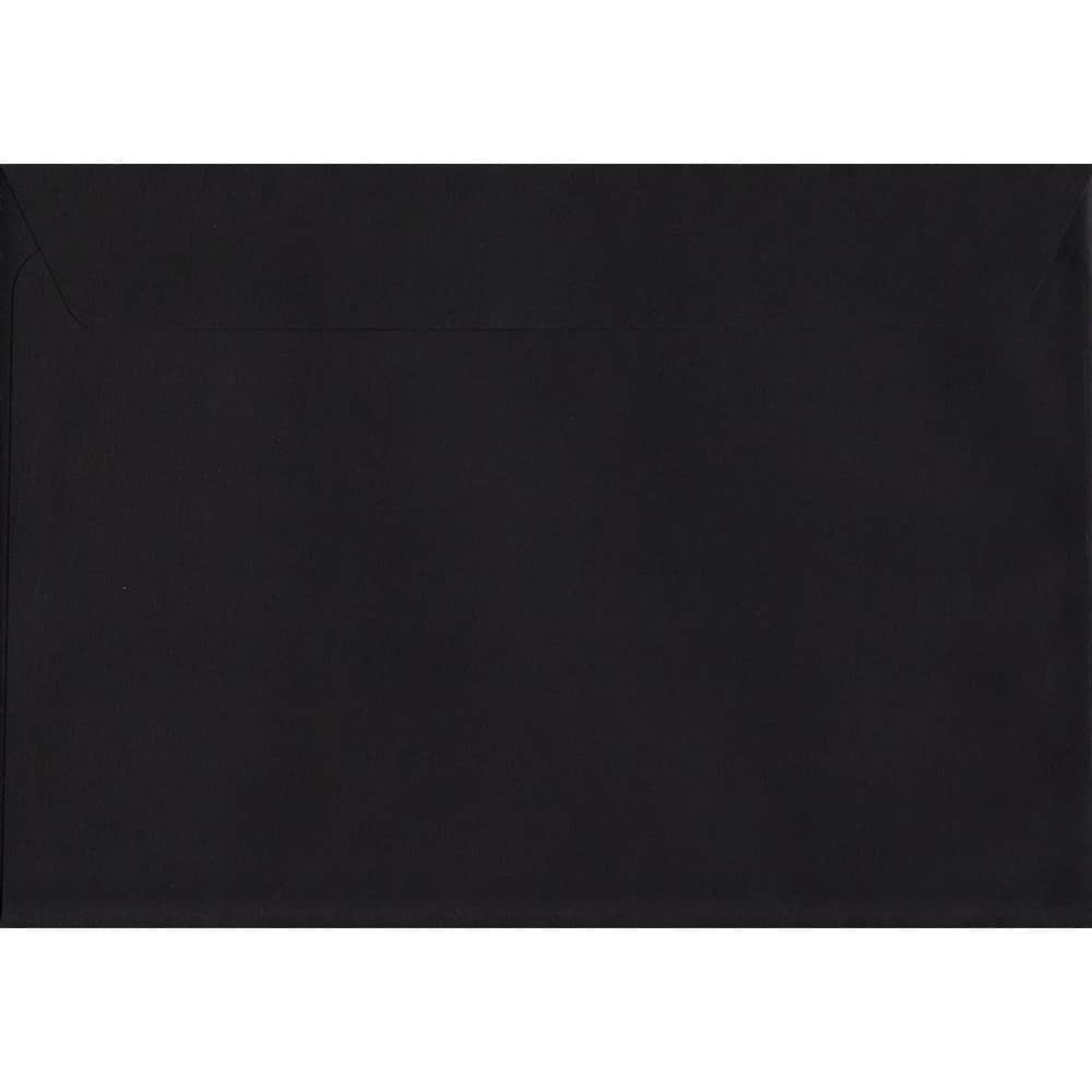 100 A5 Black Envelopes. Luxury Black. 162mm x 229mm. 120gsm paper. Peel/Seal Flap.