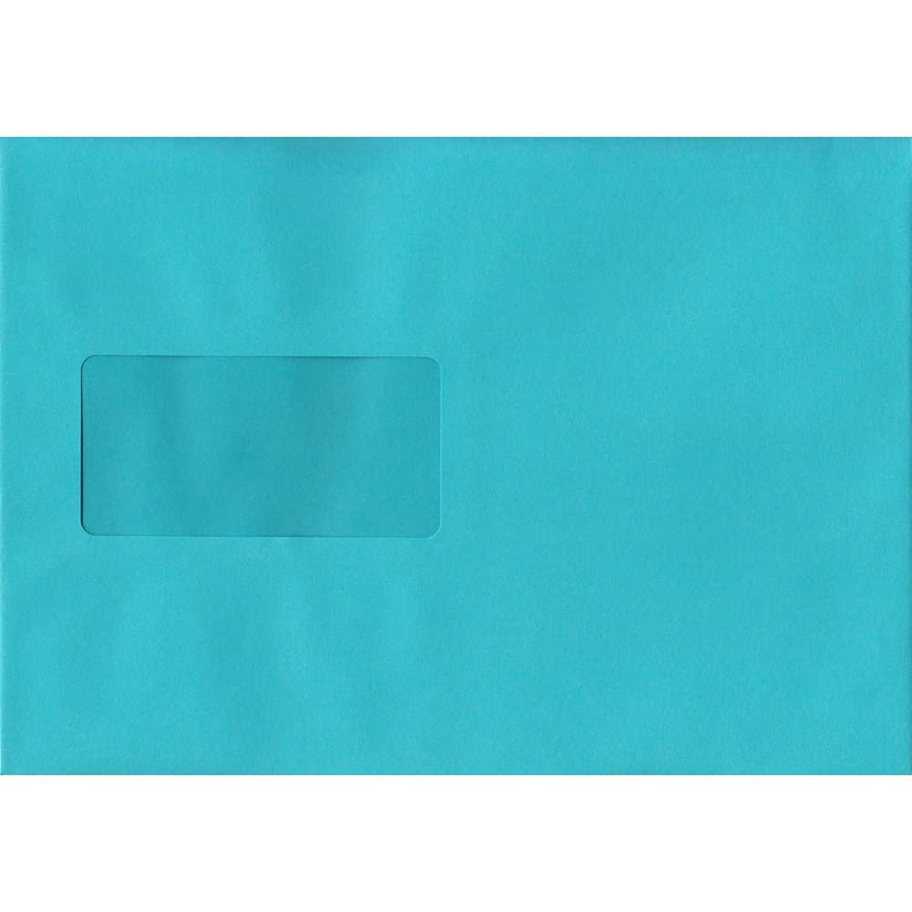 100 A5 Blue Envelopes. Cocktail Blue Windowed. 162mm x 229mm. 120gsm paper. Windowed P/S.