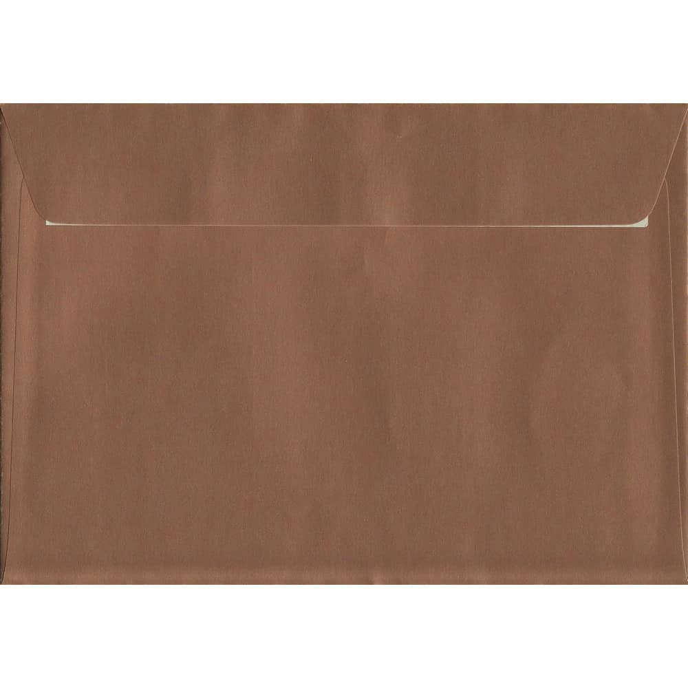 100 A5 Copper Envelopes. Metallic Copper. 162mm x 229mm. 120gsm paper. Peel/Seal Flap.