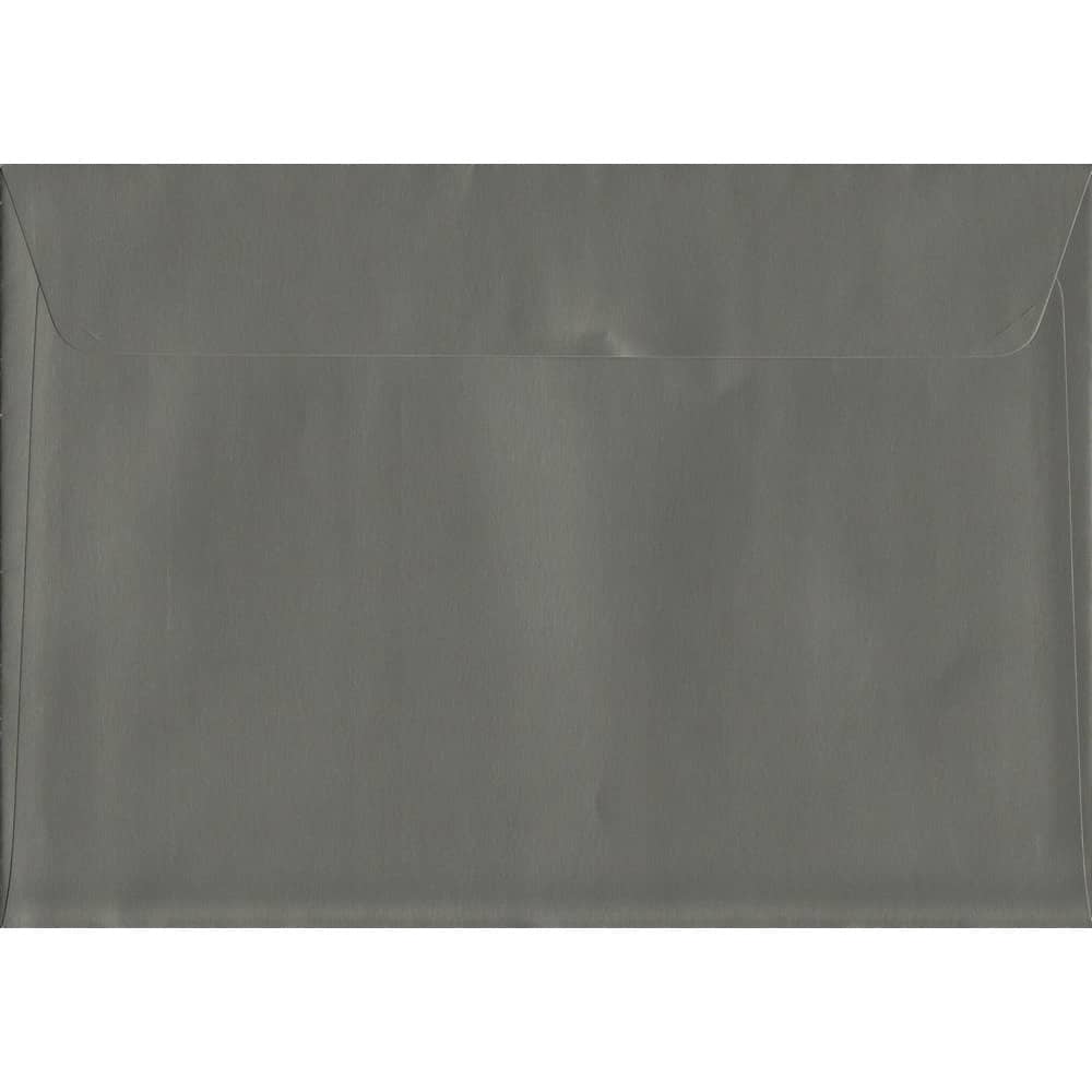 100 A5 Grey Envelopes. Gunmetal Grey. 162mm x 229mm. 120gsm paper. Peel/Seal Flap.