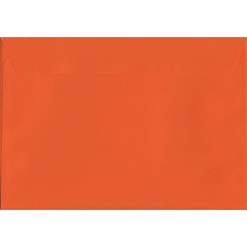 100 A5 Orange Envelopes. Sunset Orange. 162mm x 229mm. 120gsm paper. Peel/Seal Flap.