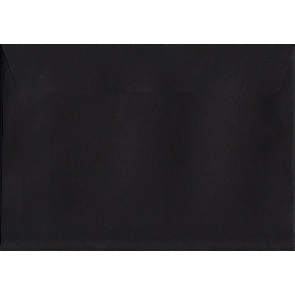 100 A6 Black Envelopes. Luxury Black. 114mm x 162mm. 120gsm paper. Peel/Seal Flap.