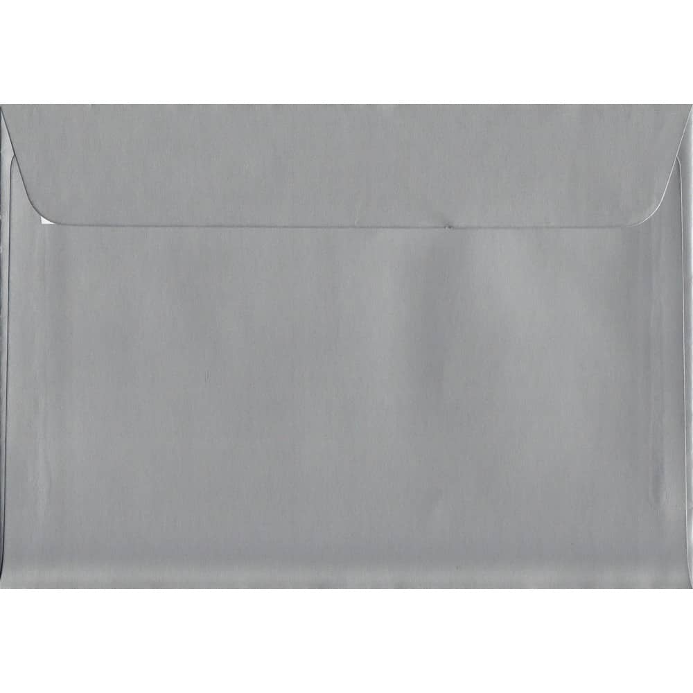 100 A6 Silver Envelopes. Metallic Silver. 114mm x 162mm. 120gsm paper. Peel/Seal Flap.