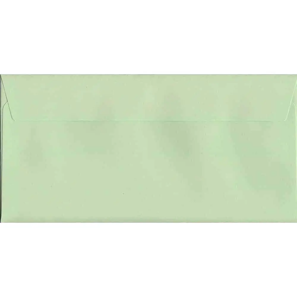 100 DL Green Envelopes. Spearmint Green. 114mm x 229mm. 120gsm paper. Peel/Seal Flap.