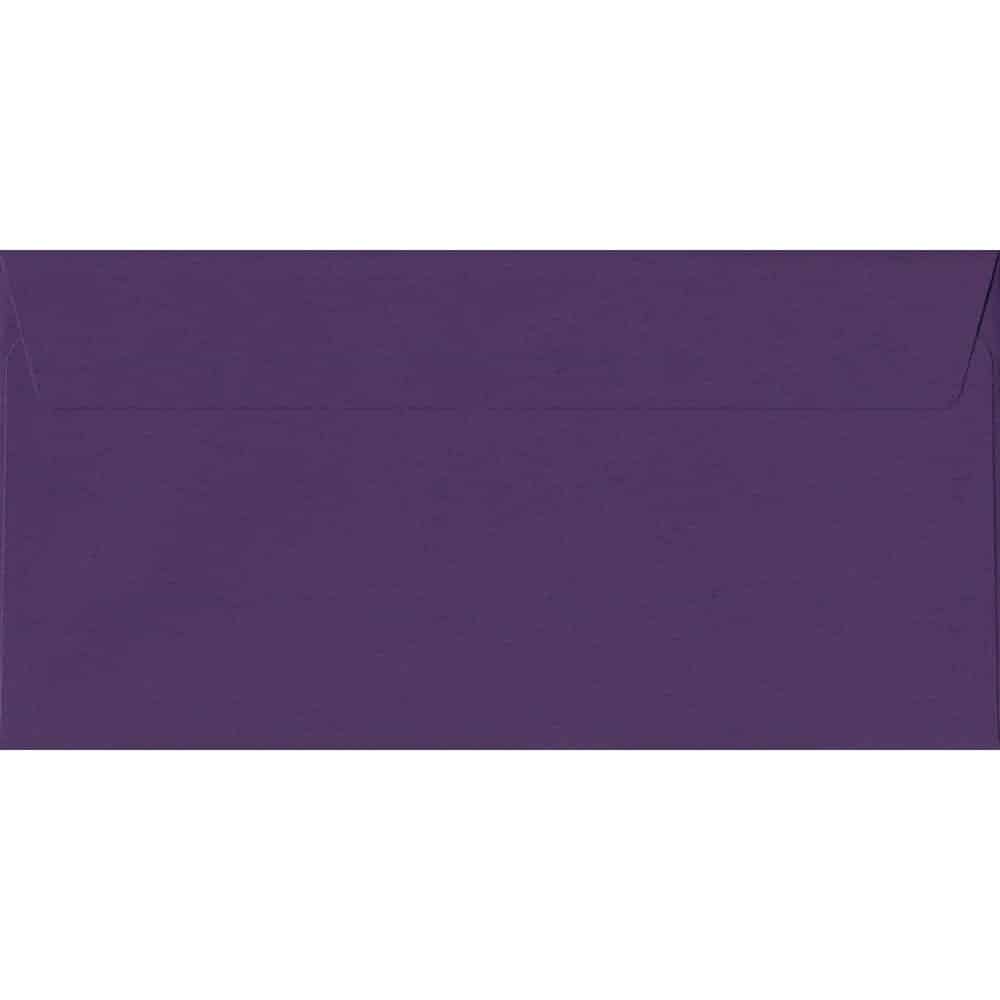 100 DL Purple Envelopes. Blackcurrant. 110mm x 220mm. 120gsm paper. Peel/Seal Flap.
