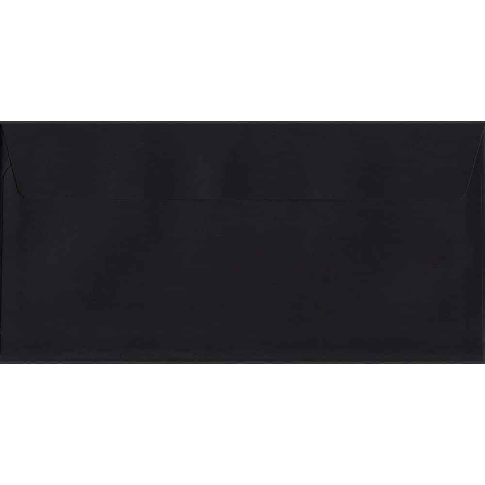 100 DL Black Envelopes. Luxury Black. 114mm x 229mm. 120gsm paper. Peel/Seal Flap.