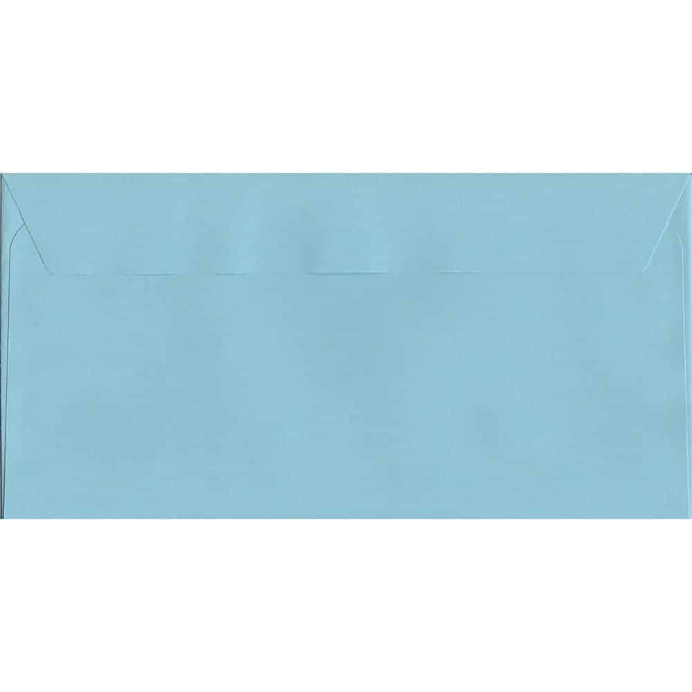 100 DL Blue Envelopes. Cotton Blue. 114mm x 229mm. 120gsm paper. Peel/Seal Flap.
