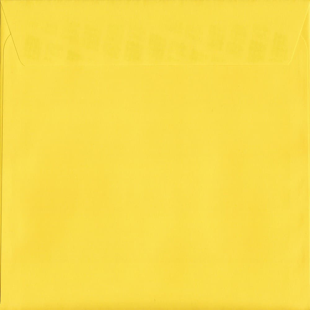 50 Large Square Yellow Envelopes. Canary Yellow. 220mm x 220mm. 120gsm paper. Peel/Seal Flap.