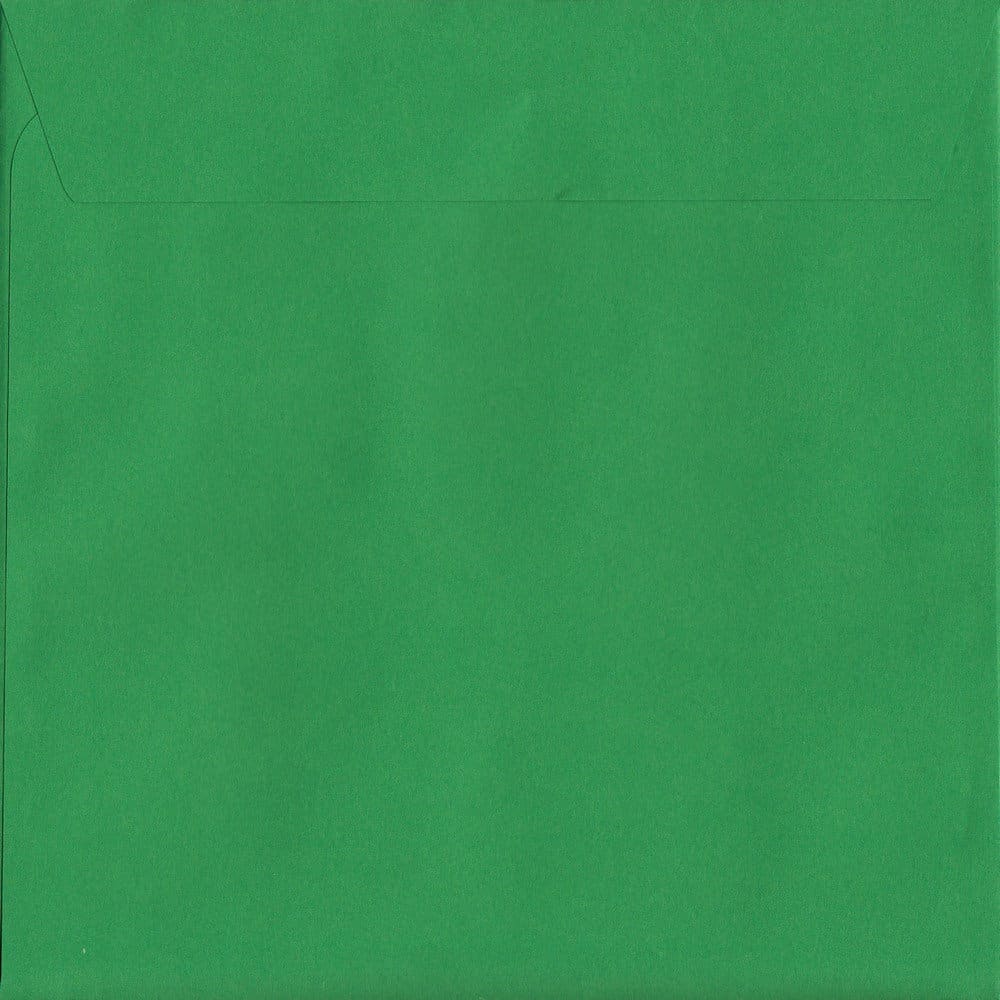 50 Large Square Green Envelopes. Holly Green. 220mm x 220mm. 120gsm paper. Peel/Seal Flap.