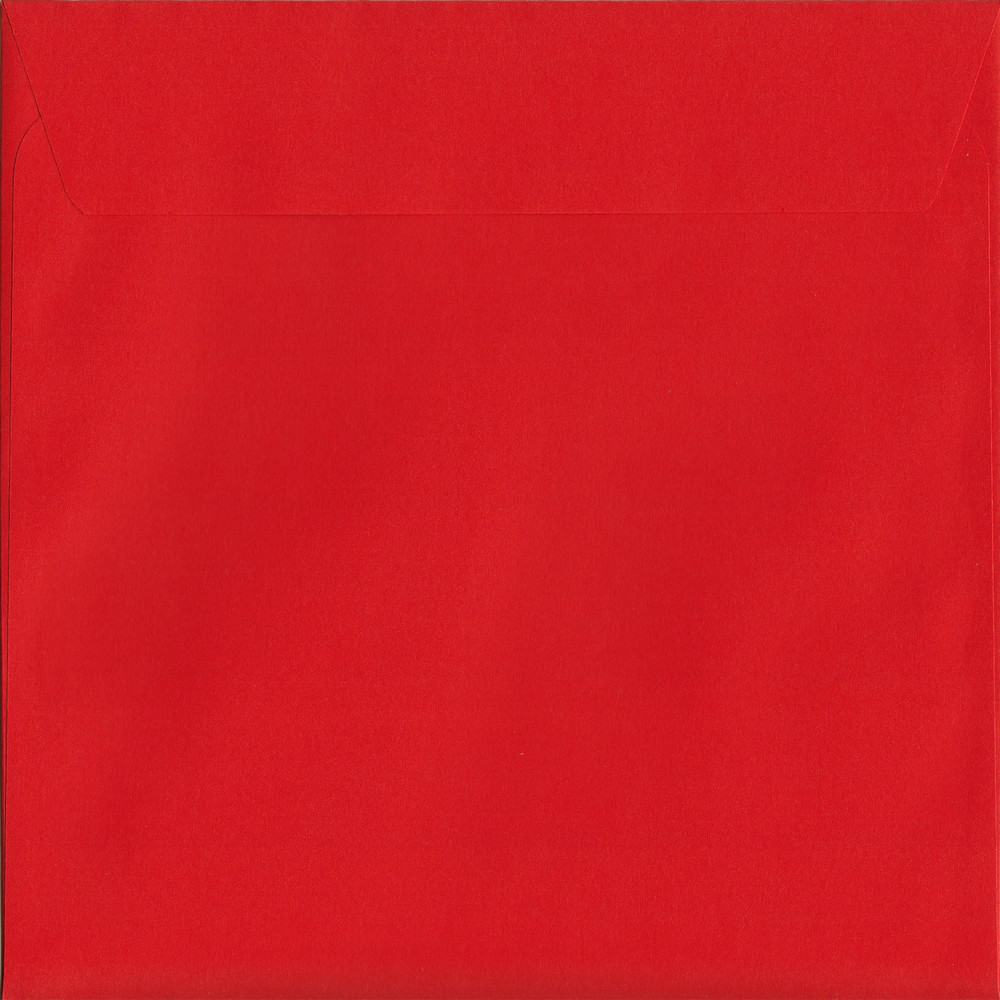 50 Large Square Red Envelopes. Pillar Box Red. 220mm x 220mm. 120gsm paper. Peel/Seal Flap.