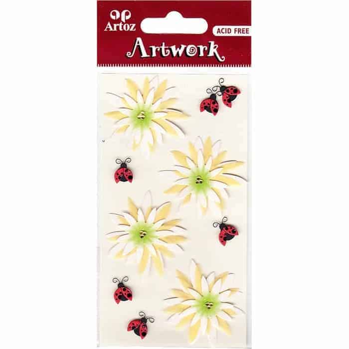 Flowers Ladybirds Craft Embellishment By Artoz