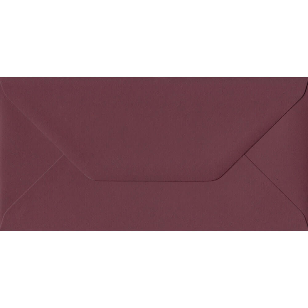 100 DL Red Envelopes. Deep Bordeaux Red. 110mm x 220mm. 120gsm paper. Gummed Flap.