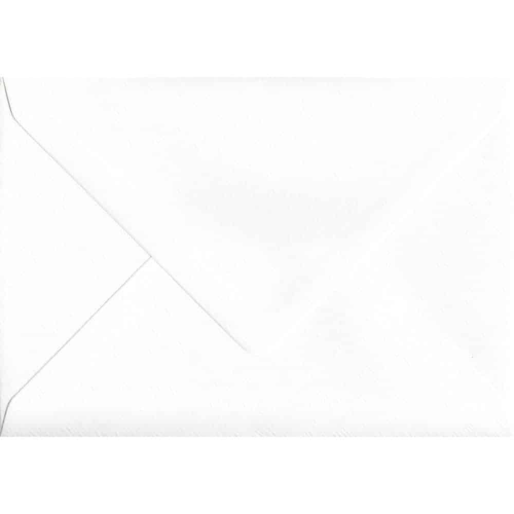 A7 White Envelope - 114mm x 162mm Alabaster Textured Envelope. C6 (to fit A6) Size. Gummed Flap. 100gsm Paper.