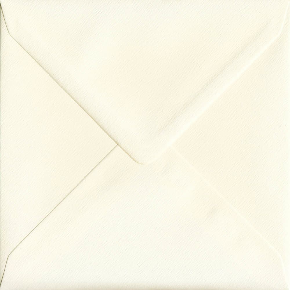 155mm x 155mm Magnolia Textured Envelope. Square Envelopes Size. Gummed Flap. 100gsm Paper.