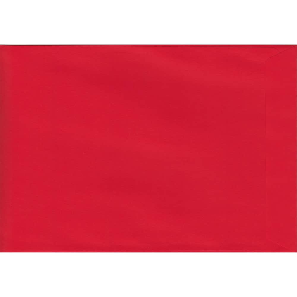250 Pillar Box Red C4 Envelopes (to fit A4). Peel/Seal Flap. Red 120gsm Smooth Finish. 324mm x 229mm.