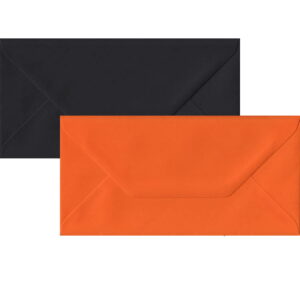 50 Halloween DL Envelopes. Gummed Flap. Multi-Colour 100gsm Smooth Finish. 110mm x 220mm.