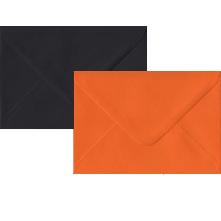 50 Halloween C6 Envelopes (to fit A6). Gummed Flap. Multi-Colour 100gsm Smooth Finish. 114mm x 162mm.