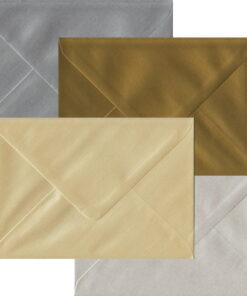 100 Metallic 5 x 7 inch Envelopes. Gummed Flap. Multi-Colour 100gsm Pearlescent Finish. 133mm x 184mm.