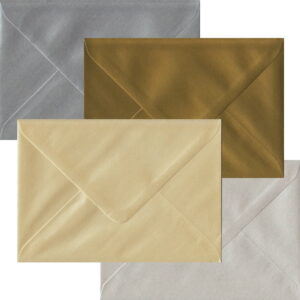 100 Metallic 5 x 7 inch Envelopes. Gummed Flap. Multi-Colour 100gsm Pearlescent Finish. 133mm x 184mm.