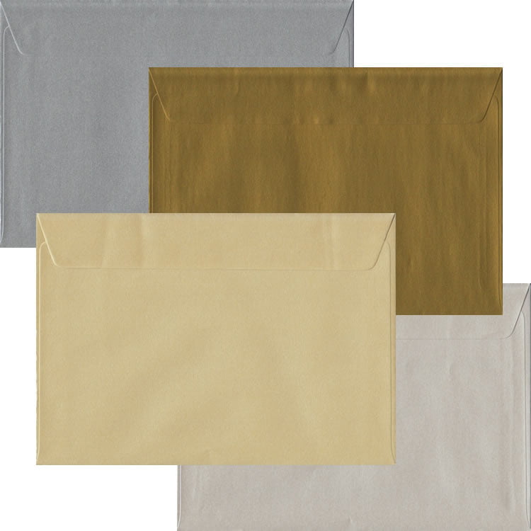 100 Metallic C5 Envelopes (to fit A5). Peel/Seal Flap. Multi-Colour 100gsm Pearlescent Finish. 162mm x 229mm.