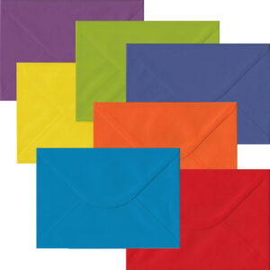 105 Rainbow Spectrum C5 Envelopes (to fit A5). Gummed Flap. Multi-Colour 100gsm Smooth Finish. 162mm x 229mm.