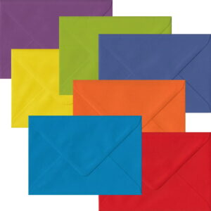 105 Rainbow Spectrum 5 x 7 inch Envelopes. Gummed Flap. Multi-Colour 100gsm Smooth Finish. 133mm x 184mm.