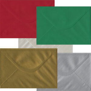 50 Festive Christmas C5 Envelopes (to fit A5). Gummed Flap. Multi-Colour 100gsm Smooth Finish. 162mm x 229mm.