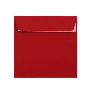 500 Dark Red Square Envelopes Trade Box. Peel/Seal Wallet Flap. Red 120gsm Smooth Finish. 155mm x 155mm.