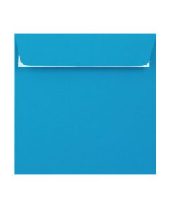 250 Bright Blue Large Square Envelopes Trade Box. Peel/Seal Wallet Flap. Blue 120gsm Smooth Finish. 220mm x 220mm.
