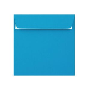 250 Bright Blue Large Square Envelopes Trade Box. Peel/Seal Wallet Flap. Blue 120gsm Smooth Finish. 220mm x 220mm.